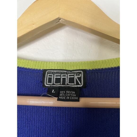 Vintage Berek Frog Floral Applique Button Up Cardigan Top Size Large - Picture 2 of 6